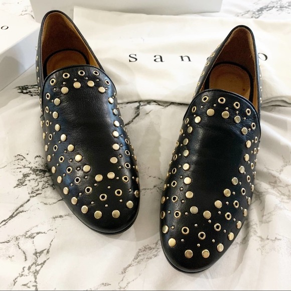 Sandro Paris Leather Studded Bary Mules NIB 37 - Picture 2 of 7